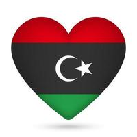 Libyen Flagge im Herz Form. Vektor Illustration.