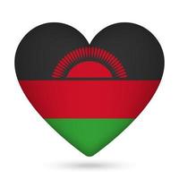 malawi flagga i hjärta form. vektor illustration.