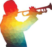 färgad silhuett av en man spelar saxofon vektor