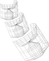 verdreifachen schwarz Drahtgitter Element vektor