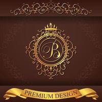 heraldisches Alphabet Gold Premium Design b vektor