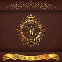 heraldisches Alphabet Gold Premium Design h vektor