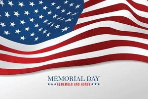 text minnesmärke dag på amerikan flagga på vit bakgrund. vektor illustratör