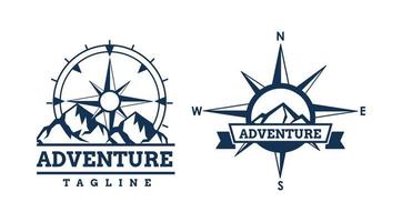 Berg Kompass Logo Design Vorlage. Kompass Silhouette Logo Clip Art. Abenteuer Logo vektor