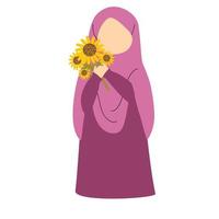 muslim flicka med blomma illustration vektor