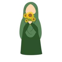 Muslim Mädchen mit Blume Illustration vektor