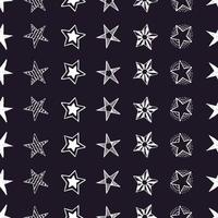 sömlös bakgrund av klotter stjärnor. vit hand dragen stjärnor på svart bakgrund. vektor illustration