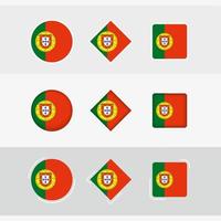 portugal flagga ikoner uppsättning, vektor flagga av portugal.