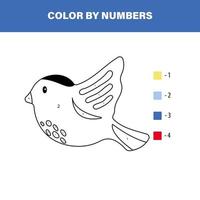 färg efter siffror. söt fågel. lat spel för barn vektor