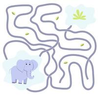 elefant lat spel. labyrint. safari djur vektor