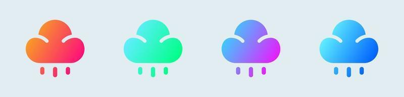 Regen solide Symbol im Gradient Farben. Wetter Zeichen Vektor Illustration.