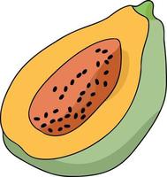 papaya frukt skära i halv vektor