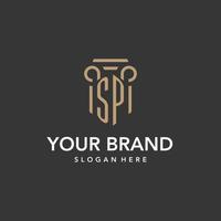 sp logotyp monogram med pelare stil design vektor