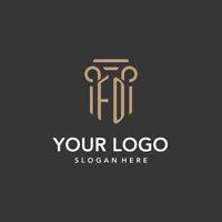 fo logotyp monogram med pelare stil design vektor