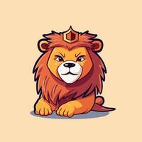 söt lejon kung Sammanträde tecknad serie vektor ikon illustration. djur- natur ikon begrepp isolerat premie vektor. platt tecknad serie stil