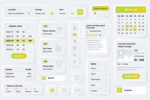 användargränssnittselement för resebyråns mobilapp neumorfisk design ui element mall vektor