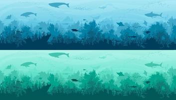 unter Wasser Landschaft Silhouette, Fische Hintergrund vektor