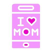 telefon mamma ikon fast rosa Färg mor dag symbol illustration. vektor