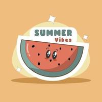 süß Sommer- Aufkleber mit Wassermelone Illustration vektor