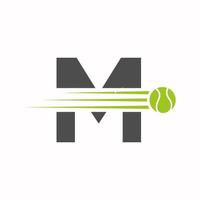 första brev m tennis logotyp. tennis sporter logotyp symbol mall vektor