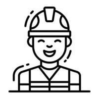 ein Mail Person tragen Helm und Jacke Konzept von Konstruktion Arbeiter Vektor