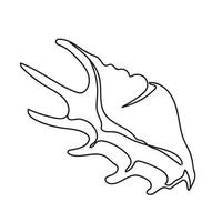 ett linje teckning av en skal. hand dragen översikt marin illustration av snäckskal. vektor
