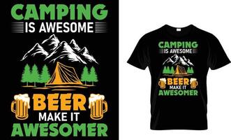 Abenteuer, Berg, wandern, Camping, Typografie, Vektor T-Shirt Design