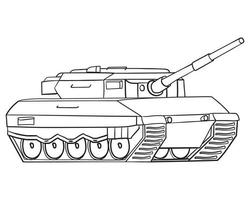 Main Schlacht Panzer im Linie Kunst. Deutsche Militär- Fahrzeug. Vektor Illustration isoliert auf Weiß Hintergrund.