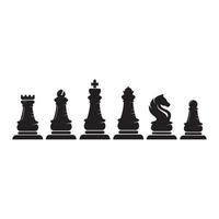 schack strategi spel logotyp med häst, kung, pantsätta, minister och råka. logotyp för schack turnering, schack team, schack mästerskap, schack spel Ansökan. vektor