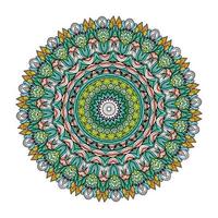 flerfärgad mandala bakgrund. målarbok sida. ovanlig blomform. orientalisk. mönster för antistressterapi. väv designelement vektor