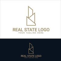 svart och guld Färg företags- logotyp design för verklig egendom med geometrisk former vektor