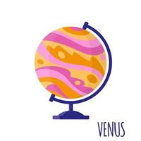 Vektorkarikaturillustration mit der Desktop-Schul-Venuskugel lokalisiert auf weißem Hintergrund. vektor