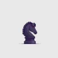 svart häst schack bit i pixel konst stil vektor