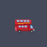 dubbel- däck buss i pixel konst stil vektor