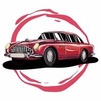 röd årgång bil, borsta konstverk stil illustration vektor