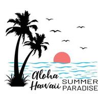 aloha hawaii sommar paradis t-shirt design vektor