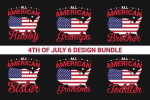 alle amerikanisch Ehemann, Schwester, Bruder, Opa, Oma, Kleinkind 4 .. Juli t Hemd Design. ebenfalls zum drucken, Becher, Tasche Taschen. Poster Banner usw. vektor