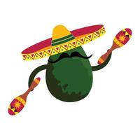 fyrkant vektor illustration av en tecknad serie stil vegetabiliska mariachi musiker. klistermärke, ikon, skriva ut, hälsning kort, affisch etc.