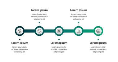 Geschäft Daten Visualisierung Infografiken Zeitleiste Vorlage Design mit Symbole und 5 Optionen oder Schritte vektor