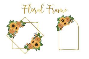 Blumen- Rahmen Sonnenblume Design Vorlage, Digital Aquarell Hand gezeichnet vektor