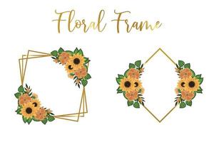 Blumen- Rahmen Sonnenblume Design Vorlage, Digital Aquarell Hand gezeichnet vektor