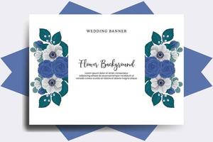 Hochzeit Banner Blume Hintergrund, Digital Aquarell Hand gezeichnet Blau Rose Blume Design Vorlage vektor