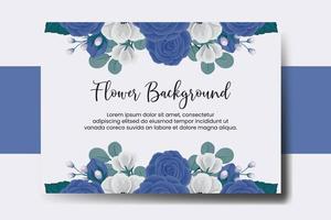 bröllop baner blomma bakgrund, digital vattenfärg hand dragen blå reste sig blomma design mall vektor