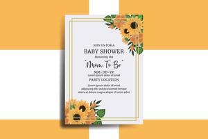 Baby Dusche Gruß Karte Sonnenblume Design Vorlage vektor