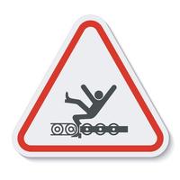 varning exponerad transportör och rörliga delar kommer att orsaka serviceskada eller dödsymbol tecken isolera på vit bakgrund, vektorillustration vektor