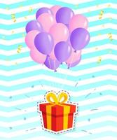 hängende Geschenkbox mit Luftballons vektor
