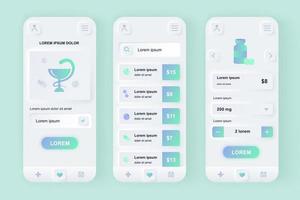 onlinemedicin unikt neomorphic mobilapp design kit vektor