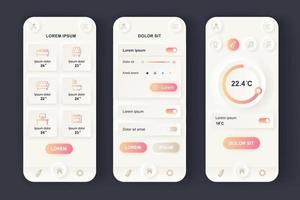 Smart Home einzigartiges neomorphes Design-Kit für mobile Apps vektor