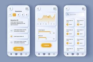 online inlärningsplattform unik neomorf mobilappsdesign kit vektor