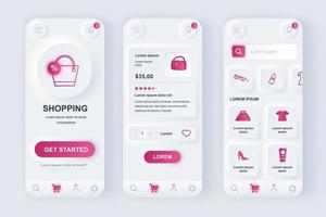 online shopping unikt neomorft designapp för mobilapp vektor